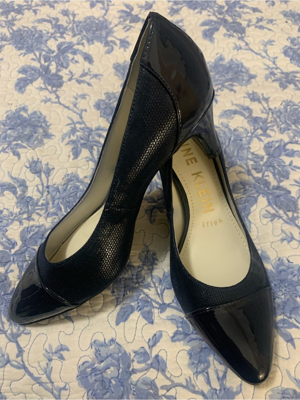 Anne Klein Navy Pointed Toe High-Heel Pumps